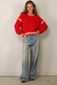 Golden Goose - Sweater - Journey W's Crewneck Rachel Cotton Waffle - Tomato Red