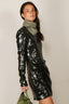 Rotate - Jurk - Sequins Ls Mini Dress - Black Olive
