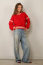 Golden Goose - Sweater - Journey W's Crewneck Rachel Cotton Waffle - Tomato Red