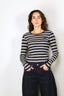 Ganni - Top - Soft Cotton Stripe Rib Longsleeve - Sky Captain