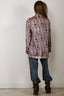 R13 - Blazer - Elongated Ragged Blazer With Piping - Purple Floral