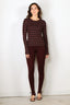 Ganni - Top - Soft Cotton Stripe Rib Longsleeve - Chocolate Plum