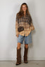 R13 - Blouse - Boyfriend Shirt - Dip Bleach Light Blue Yellow Plaid