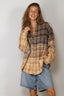 R13 - Blouse - Boyfriend Shirt - Dip Bleach Light Blue Yellow Plaid