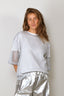 Tibi - Top - Metallic Mesh Easy Tshirt - Silver