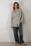 R13 - Blouse - Shredded Seam Drop Neck Shirt - Faded Blue Plaid