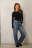 Tibi - Top - Ribbed Sweater Crewneck Pullover - Navy