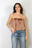 Forte_Forte - Top - Shiny Stretch Silk Satin Cropped Top - Noce