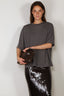 RÓHE - T-Shirt - Oversized Merino T-Shirt - Dark Grey Melange