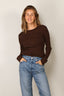 Tibi - Top - Ribbed Sweater Crewneck Pullover - Hickory Brown