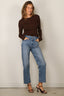 Tibi - Top - Ribbed Sweater Crewneck Pullover - Hickory Brown