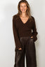 Ganni - Trui - Wool Yak Deep V-Neck - Shaved Chocolate