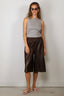 Tibi - Short - Leather Relaxed Long Short - Brown