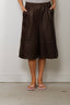 Tibi - Short - Leather Relaxed Long Short - Brown