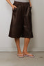 Tibi - Short - Leather Relaxed Long Short - Brown