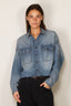 R13 - Blouse - Cropped Denim Shirt -  Brindley