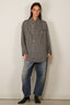 R13 - Blouse - Shawl Lapel Shirt - Black / White Stripe