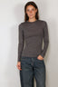 RÓHE - Top - Fine Merino Long Sleeve - Mid Grey Melange