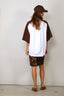 Tibi - T-Shirt - Perfect T Baseball T - Brown Multi