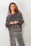 Suzie Kondi - Sweater - Samos Oversize Sweatshirt Velour - Charcoal Heather
