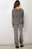 Suzie Kondi - Sweater - Samos Oversize Sweatshirt Velour - Charcoal Heather