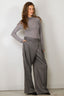 Ganni - Broek - Brushed Wool Stripe Mid Waist Pants - Pewter