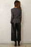 Tibi - Vest - Feather Weight Ribbed Vneck Slim Cardigan - Charcoal Grey