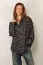 R13 - Blouse - Pintuck Drop Neck Shirt - Black And White Small Butterfly