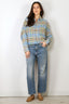 R13  - Blouse - Cropped Work Shirt - Light Blue Plaid