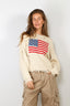 Denimist - Sweater - Oversized Cropped American Flag - Oatmeal
