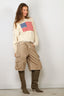 Denimist - Sweater - Oversized Cropped American Flag - Oatmeal