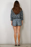 R13 - Blouse - Pintuck Drop Neck Shirt - Indigo Medallion Print