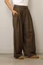 Tibi - Broek - Cozy Flannel Triple Pleat Pant - Army Green