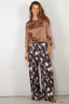 Forte_Forte - Broek - 'Peonia My Love' Fluid Jacquard Elasticated Pants - Chocolat