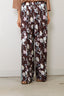 Forte_Forte - Broek - 'Peonia My Love' Fluid Jacquard Elasticated Pants - Chocolat
