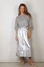 Tibi - Rok - Metallic Nylon Pull On Full Skirt - Silver