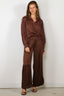 Forte_Forte - Broek - Envers Satin Shiny Cropped Pants -  Chocolat