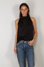 Forte_Forte - Top - Envers Satin Turtleneck Sleeveless Top - Notte