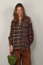 R13 - Blouse - Spliced Drop Neck Shirt - Blue Multi Plaid
