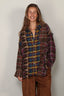 R13 - Blouse - Spliced Drop Neck Shirt - Blue Multi Plaid