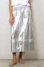 Tibi - Rok - Metallic Nylon Pull On Full Skirt - Silver