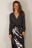 Tibi - Vest - Feather Weight Ribbed Vneck Slim Cardigan - Charcoal Grey