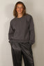 RÓHE - Sweater - Statement Shoulder Crewneck - Mid Grey Melange