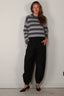Tibi - Trui - Striped Cashmere Crewneck Easy Pullover - Grey Multi