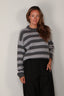 Tibi - Trui - Striped Cashmere Crewneck Easy Pullover - Grey Multi