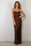 Rotate - Jurk - Satin Maxi Slip Dress - Potting Soil