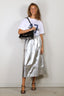 Tibi - Rok - Metallic Nylon Pull On Full Skirt - Silver