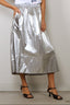 Tibi - Rok - Metallic Nylon Pull On Full Skirt - Silver