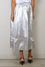 Tibi - Rok - Metallic Nylon Pull On Full Skirt - Silver