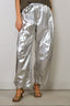 Tibi - Broek - Metallic Nylon Winslow Pant - Silver